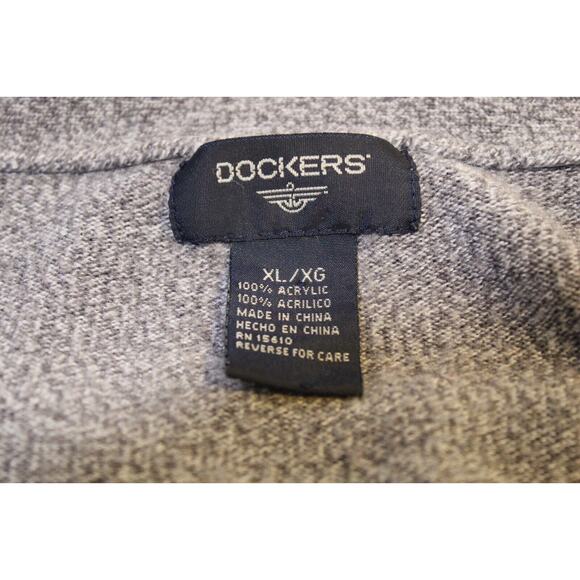 Dockers Men's XL Gray Button-up Grandpa Knit Sweater Cardigan V-neck Academia - Picture 4 of 11